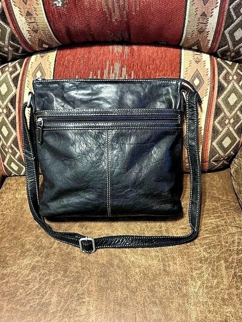 Jack Georges Voyager City Crossbody #7298 Leather Crossbody in Black
